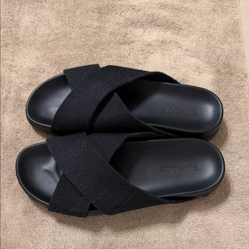 Rothy's Black Crisscross Slide Sandals - Slip-On Comfort - Picture 2 of 4